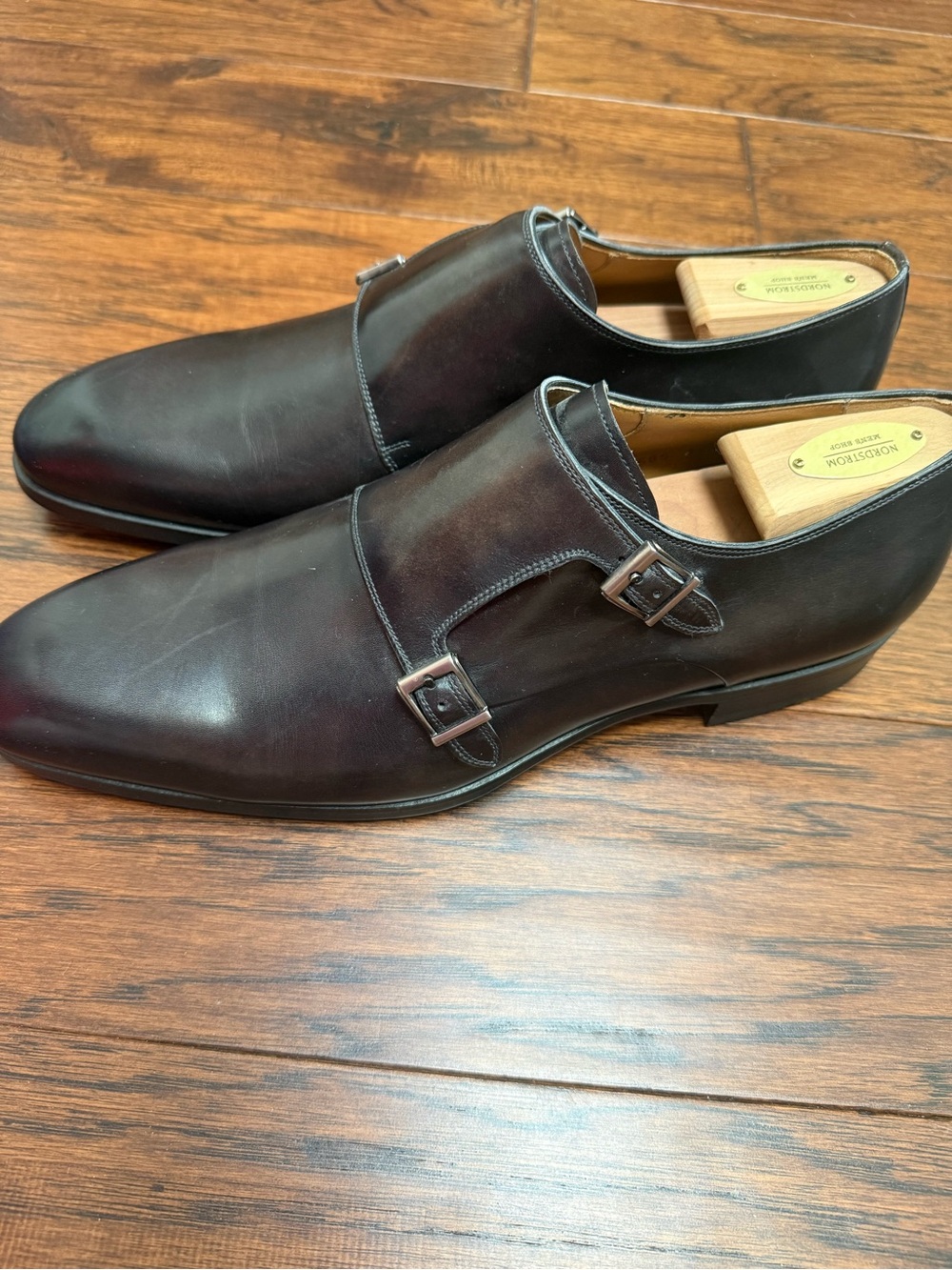 Magnanni Black Double Strap Leather Shoe New 10.5 - Picture 3 of 6
